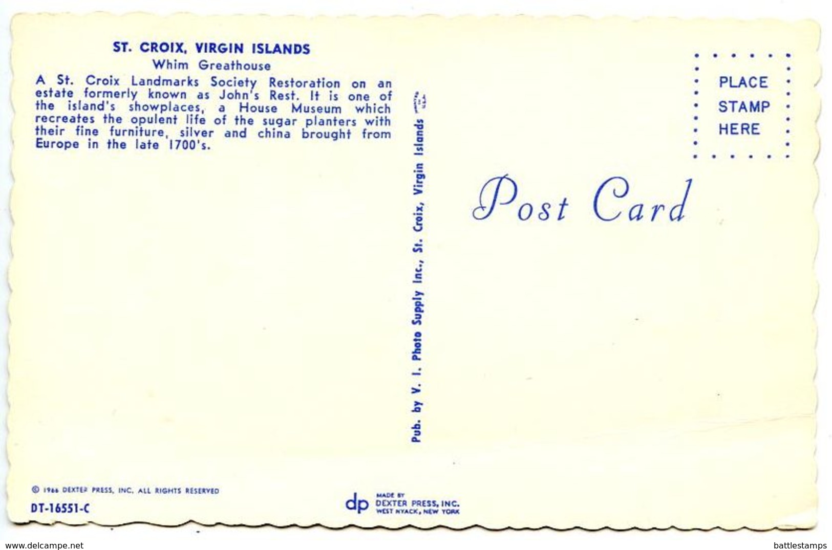 United States Modern Postcard Whim Greathouse - St. Croix, Virgin Islands - Virgin Islands, US