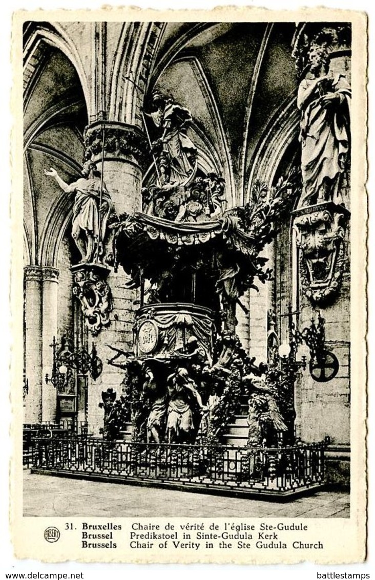 Belgium Vintage Postcard Brussels - Chair Of Verity In The Ste. Gudula Church - Other & Unclassified