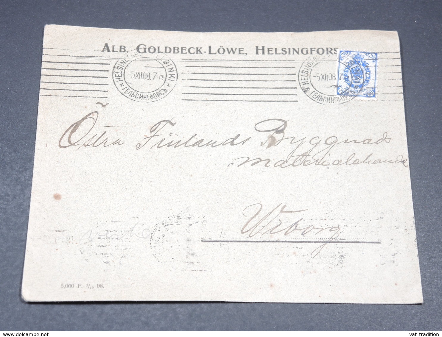 FINLANDE - Enveloppe Commerciale De Helsinki En 1908 , Administration Russe - L 19644 - Lettres & Documents