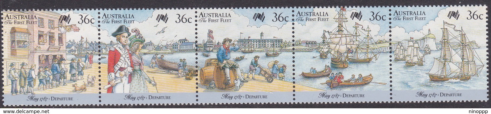 Australia ASC 1067-1071 1987 Australia Bicentennial VI, Departure First Fleet, Mint Never Hinged - Mint Stamps