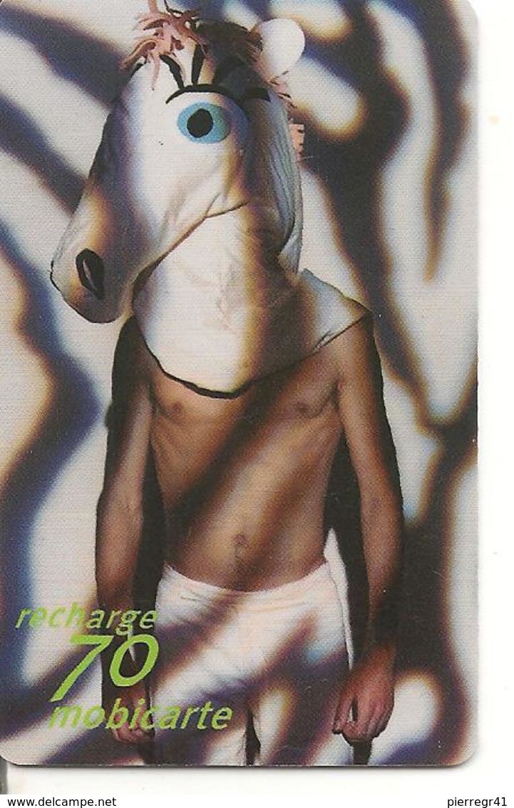 CARTE-MOBICARTE-70F-MOBI-PU47-07/00-12/2002-ZEBRE-4-HOMME MASQUE-TBE -RARE - Mobicartes (recharges)