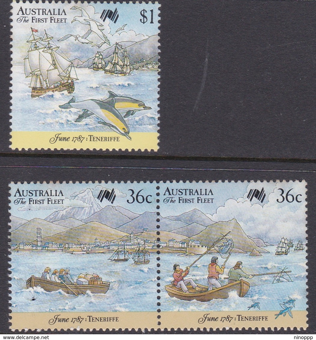 Australia ASC 1072-1074 1987 Australia Bicentennial VII, First Fleet At Tenerife, Mint Never Hinged - Mint Stamps