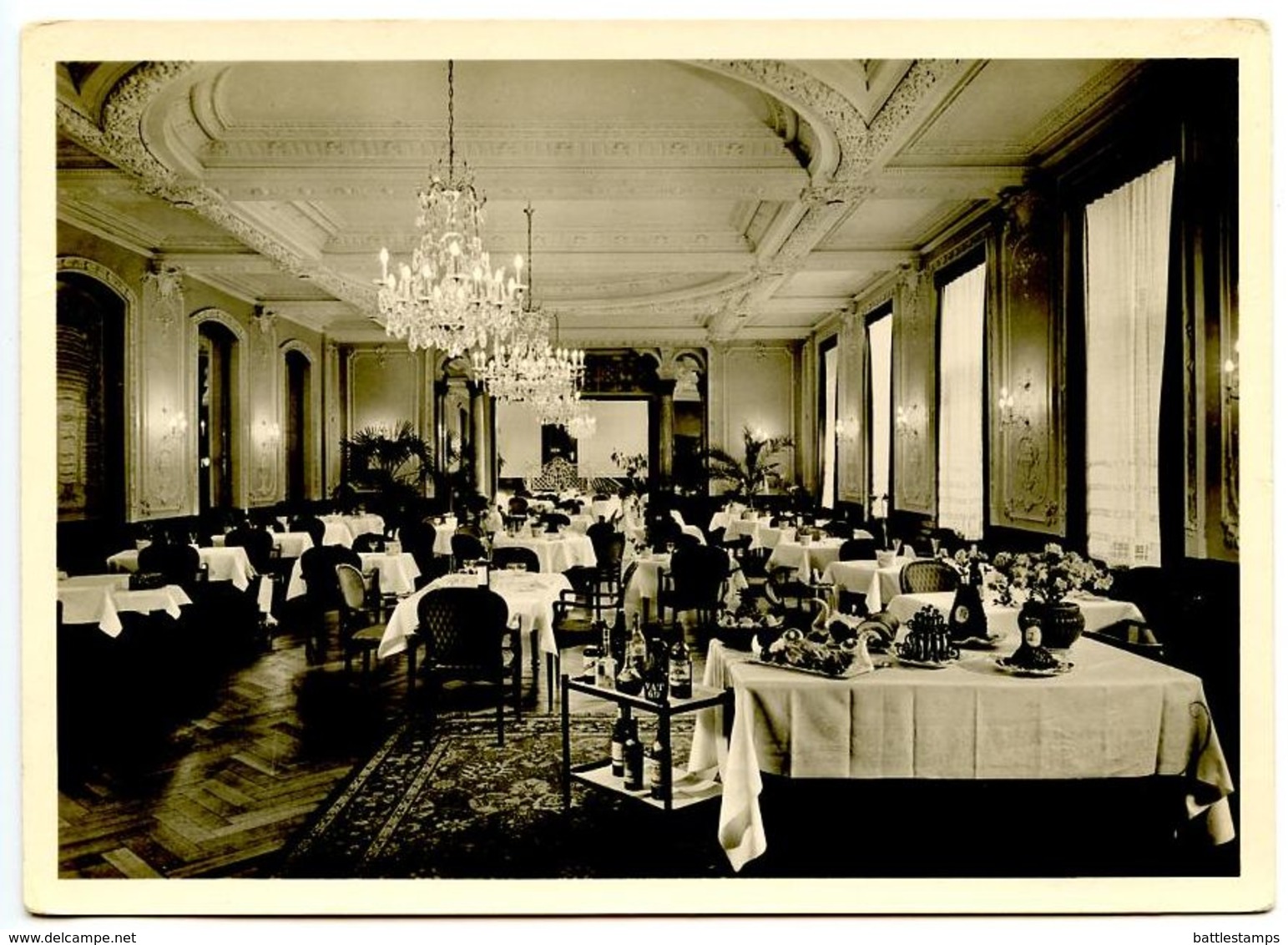 Germany Vintage RPPC Postcard Baden-Baden - Bad-Hotel “Zum Hirsch" Restaurant - Baden-Baden