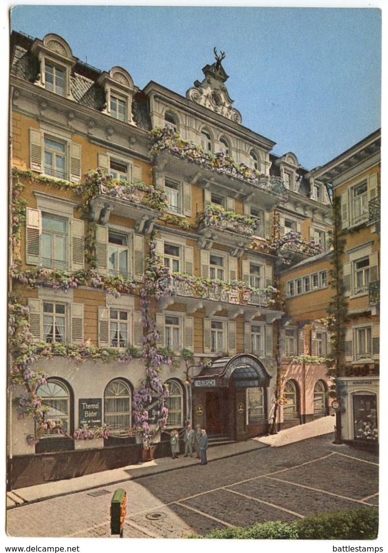 Germany Vintage Postcard Baden-Baden - Bad-Hotel “Zum Hirsch" - Baden-Baden