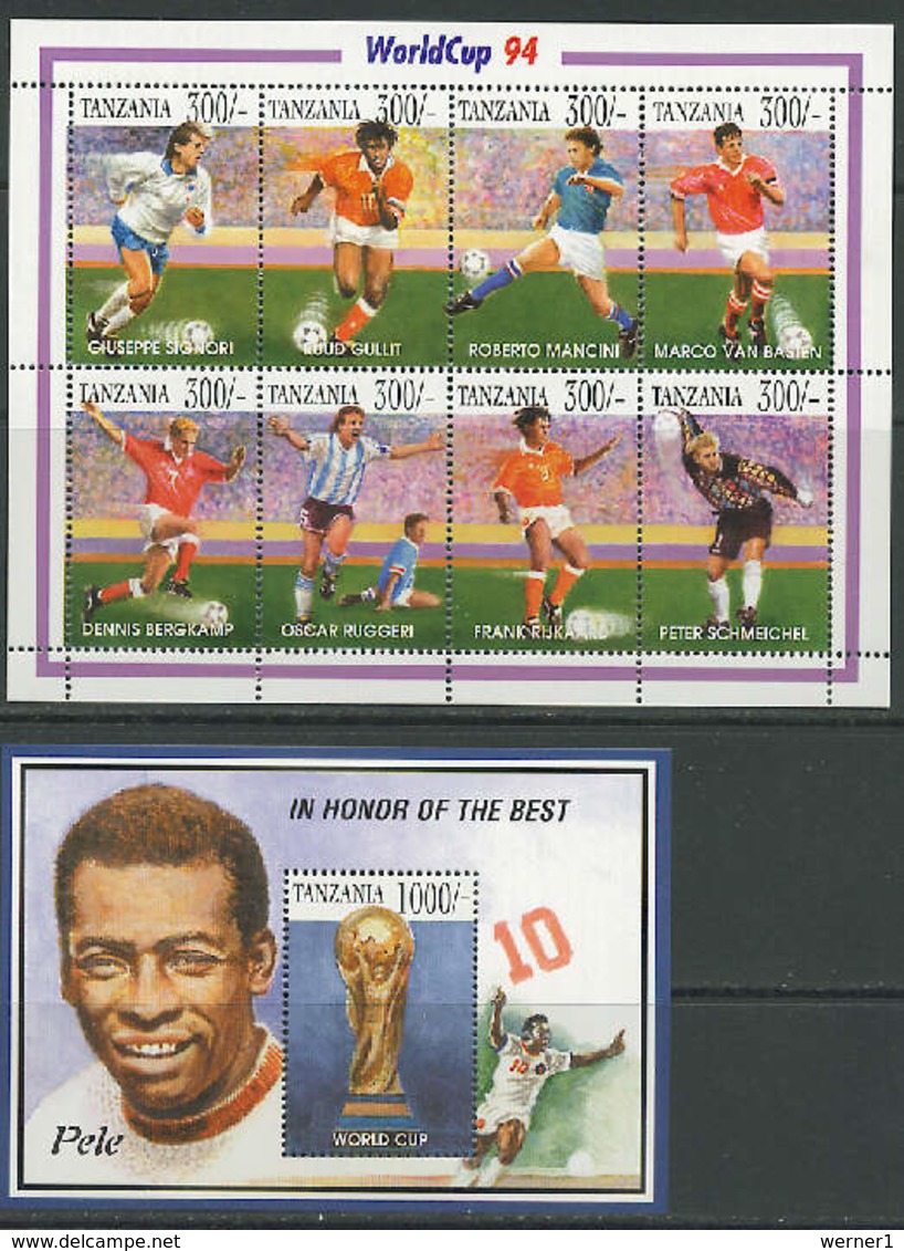 Tanzania 1994 Football Soccer World Cup Sheetlet + S/s MNH - 1994 – Estados Unidos