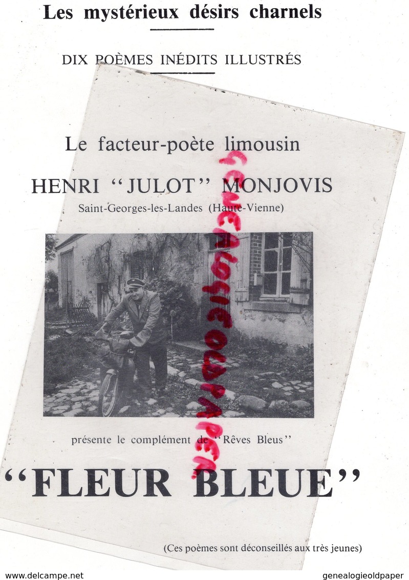 87 - ST SAINT GEORGES LES LANDES- FACTEUR POETE LIMOUSIN HENRI JULOT MONJOVIS- FLEUR BLEUE -IMPRIMERIE RIVET LIMOGES - Limousin