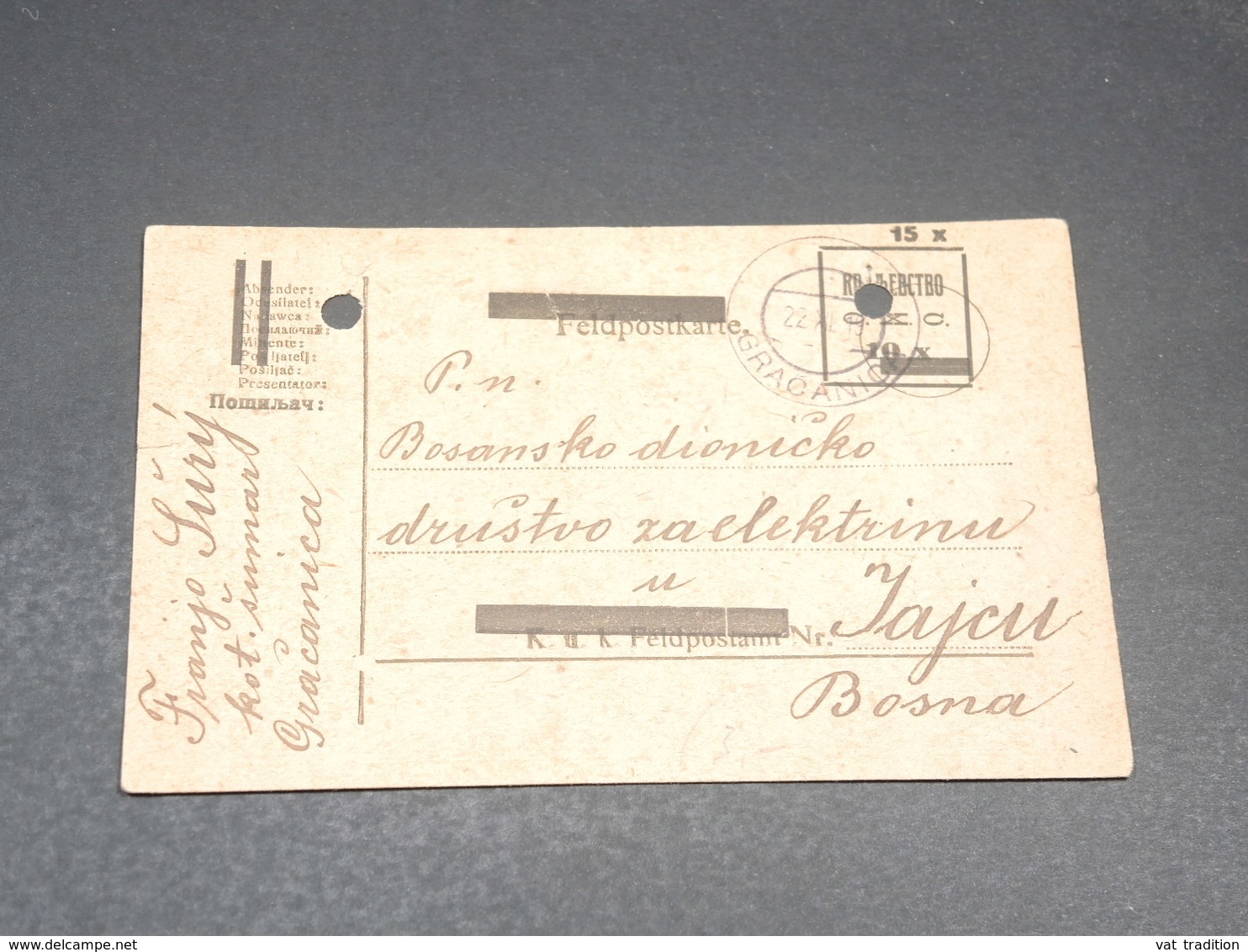 BOSNIE HERZEGOVINE - Entier Postal En 1919 Pour Jajcu - L 19661 - Bosnie-Herzegovine