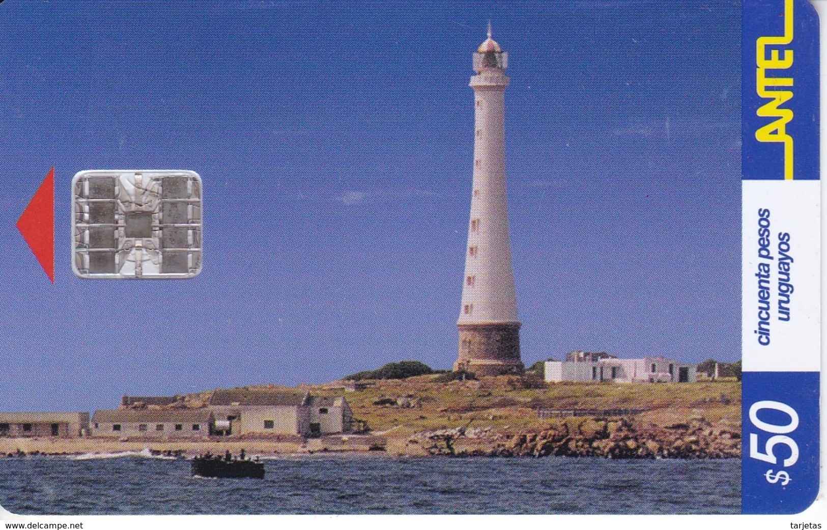 Nº 213 TARJETA DE URUGUAY DE ANTEL DEL FARO DE LA ISLA DE LOBOS 50$ (LIGHTHOUSE) - Phares