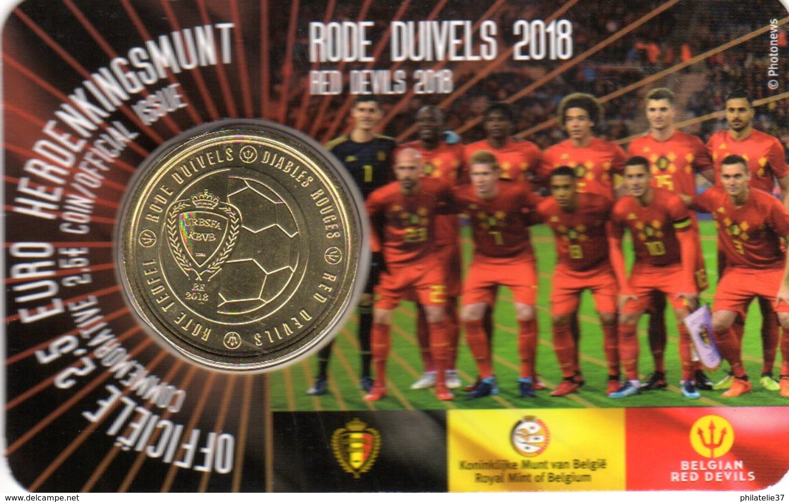 2,50 Euros Commémorative Belgique Diables Rouges Coin Card 2018 Version Flamande - België