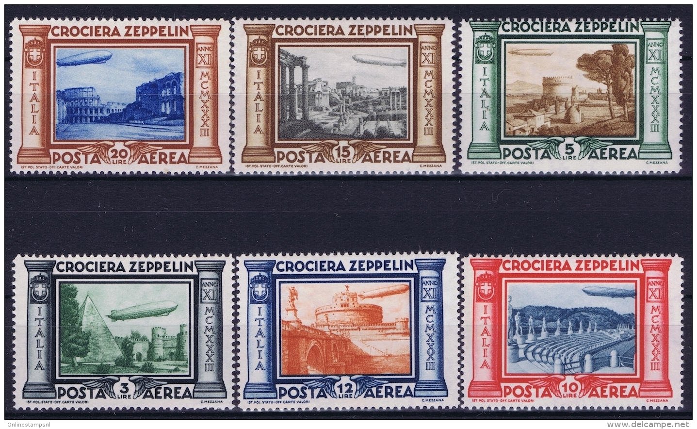 Italy Sa  A45 - A50  Mi 439 - 444 Postfrisch/neuf Sans Charniere /MNH/** Zepplin - Luftpost