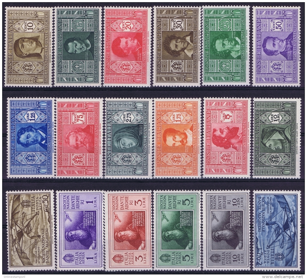 Italy  Sa  303 -314 +A26 - A31  Mi 373 - 390 Postfrisch/neuf Sans Charniere /MNH/** 1932 Dante - Luftpost