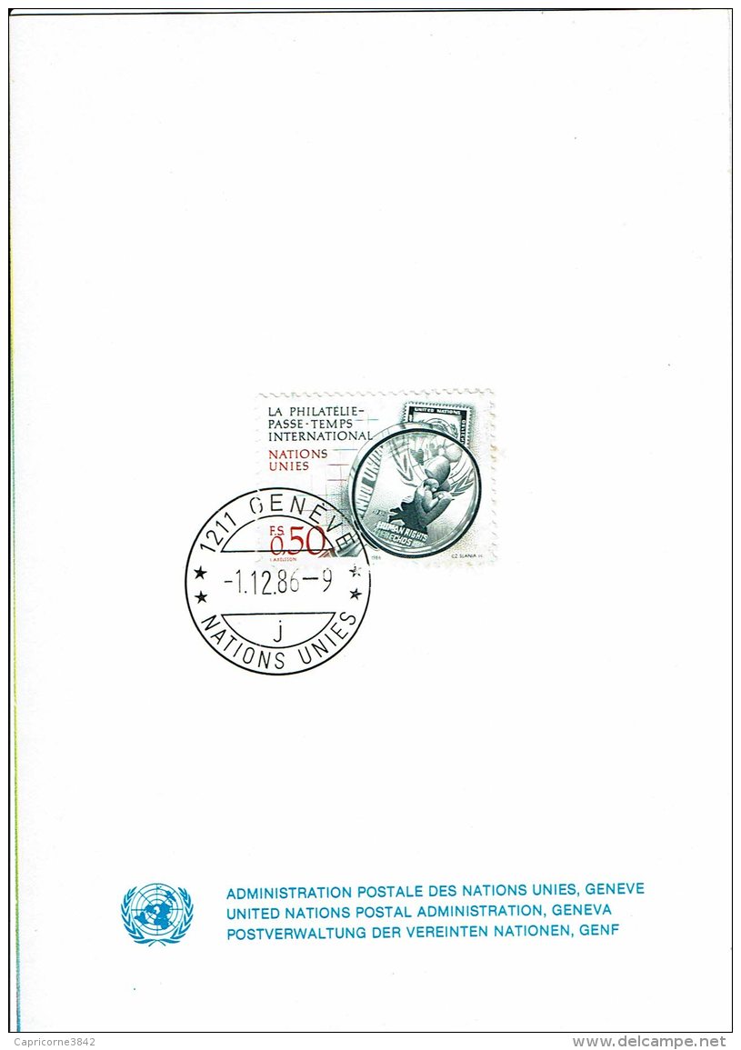 1987 - Nations Unies - Genève - Carte De V&oelig;ux De L'Administration Postale - Obl Sur Tp N°143 - Sonstige & Ohne Zuordnung