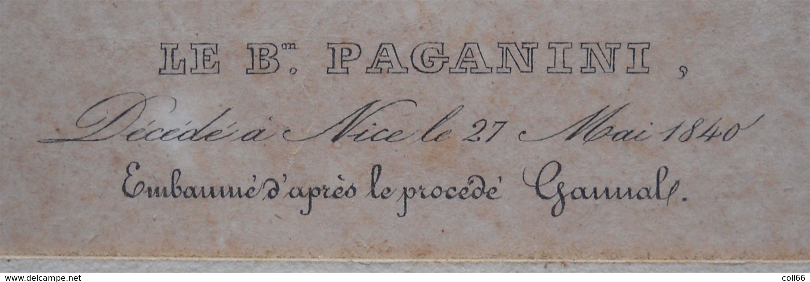 1840 RRRARE Litho Corps Du Baron Nicolo Paganini Violoniste Embaumé à Nice Par Procédé Gannal Embalming (IFT) - Documentos Históricos