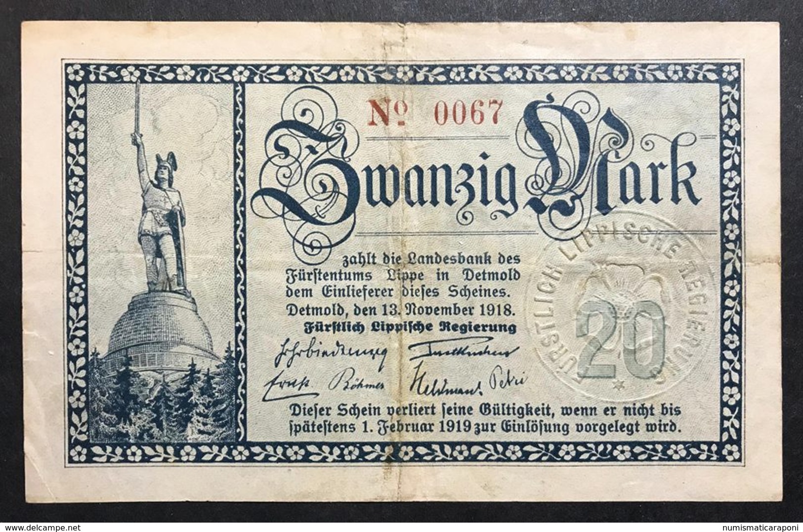 GERMANIA ALEMANIA GERMANY  20 MARK 1918   LOTTO 1997 - 20 Mark