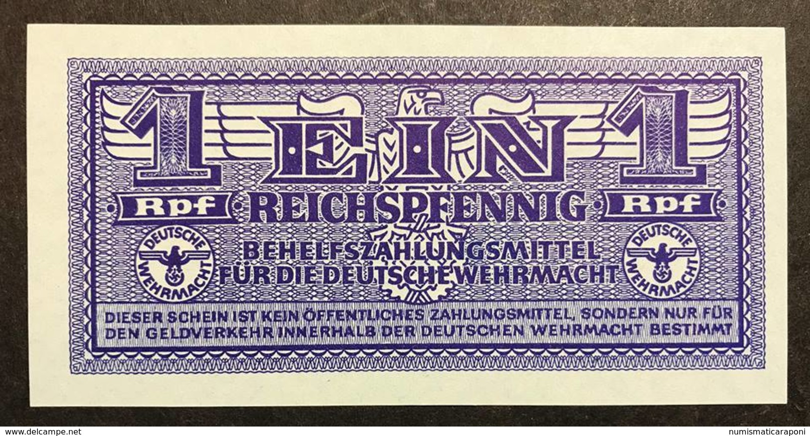 GERMANIA ALEMANIA GERMANY  Wehrmacht  1 Reichspfennig 1942 Wehrmacht Auxiliary Payment Certificate FdsLOTTO 1950 - 20 Reichsmark