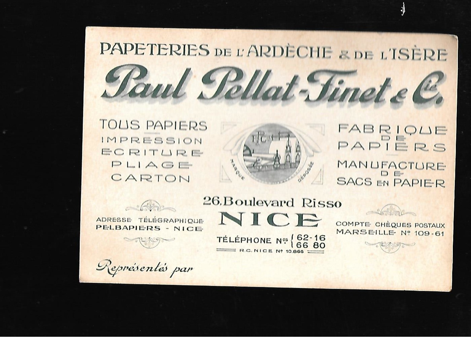 CARTE DE VISITE POUR UNE PAPETERIE A NICE - Cartes De Visite