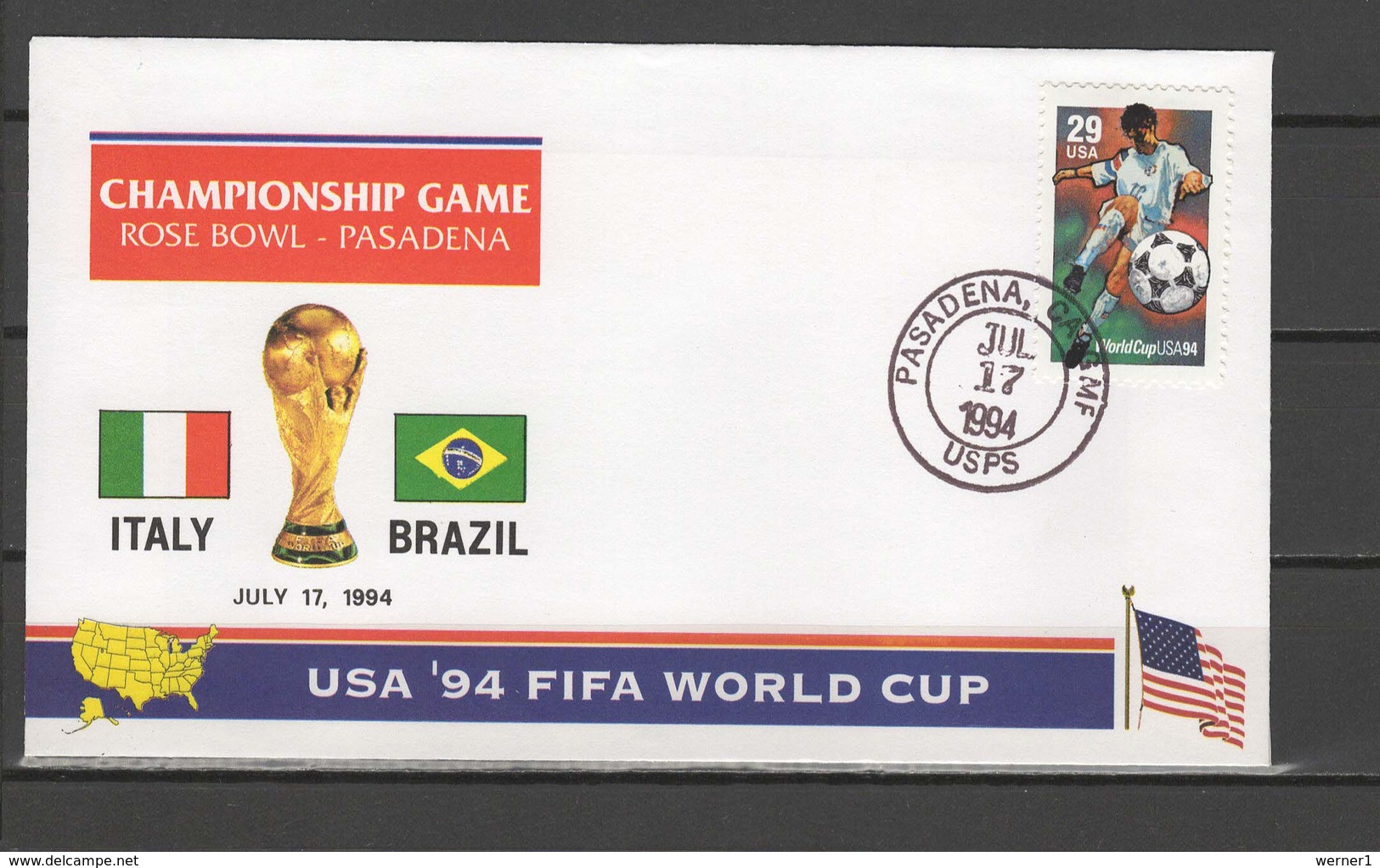 USA 1994 Football Soccer World Cup Commemorative Cover Final Match Italy - Brazil - 1994 – États-Unis