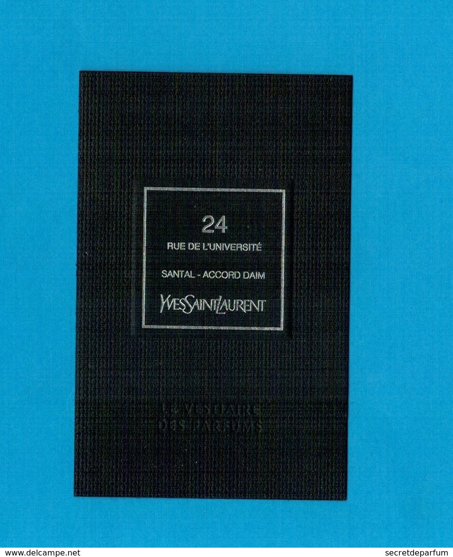 Cartes Parfumées Carte 24 RUE DE L’UNIVERSITÉ  De YVES SAINT LAURENT LE VESTIAIRE DES PARFUMS - Modernes (à Partir De 1961)