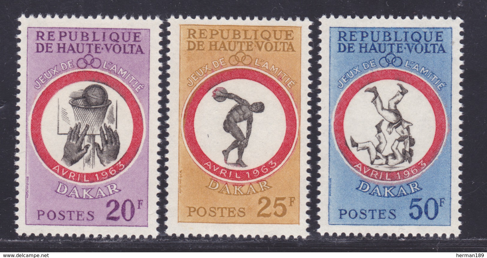 HAUTE-VOLTA N°  110 à 112 ** MNH Neufs Sans Charnière, TB (D7536) Jeux Sportifs De L'amitié 1963 - Alto Volta (1958-1984)