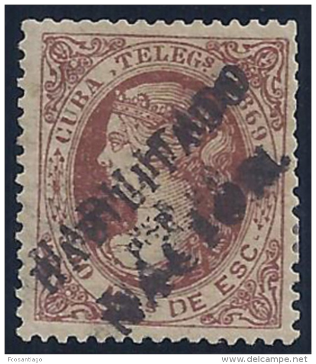 ESPAÑA/CUBA 1869 - Edifil #T5Aahh (Telegrafos) - MLH * - Cuba (1874-1898)