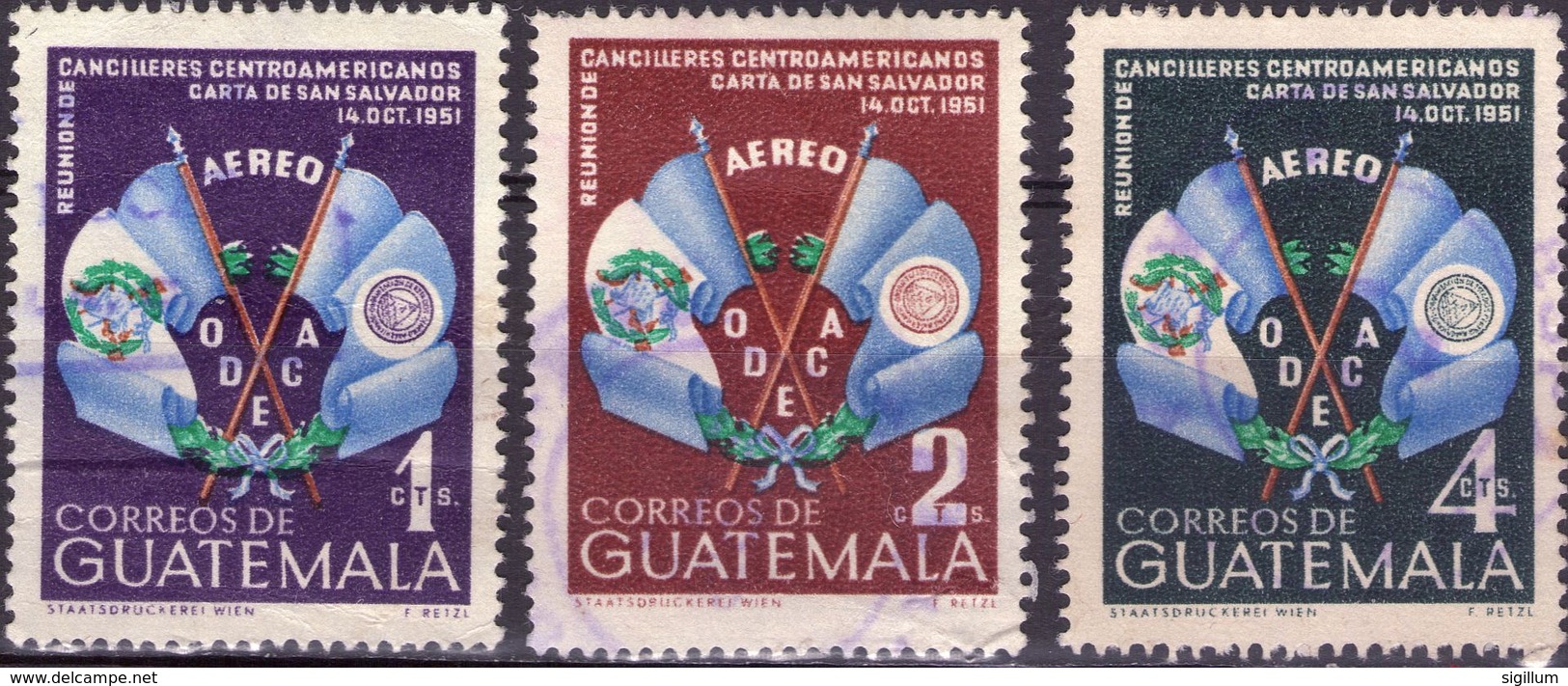 GUATEMALA 1954 - RIUNIONE CANCELLIERI SUDAMERICANI - SERIE COMPLETA USATA - Guatemala