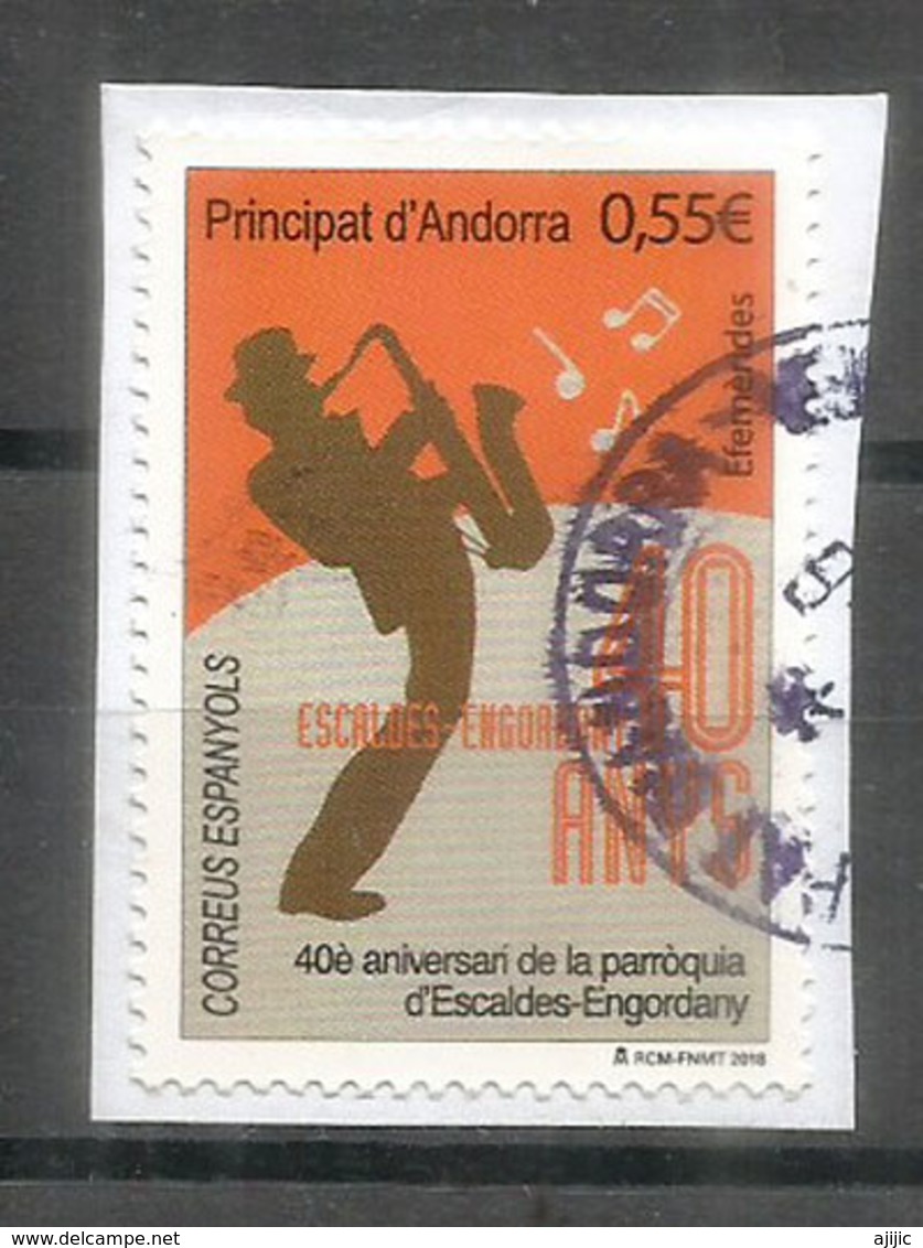 ANDORRA. Joueur De Jazz 2018,  Un Timbre Oblitere,1 ère Qualité, Sur Fragment Lettre - Used Stamps