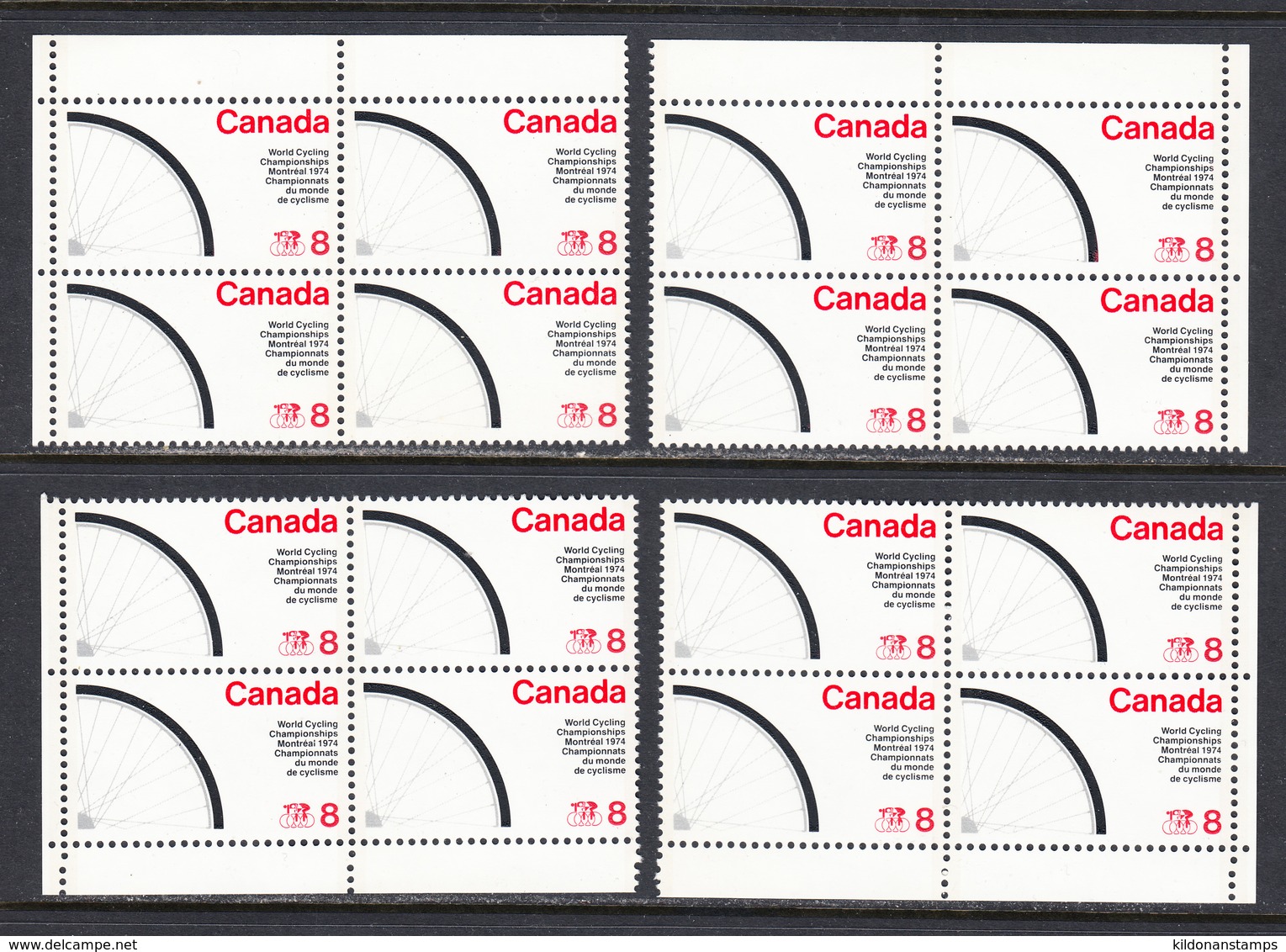 Canada 1974 Mint No Hinge, Corner Blocks, Sc# 642 - Neufs