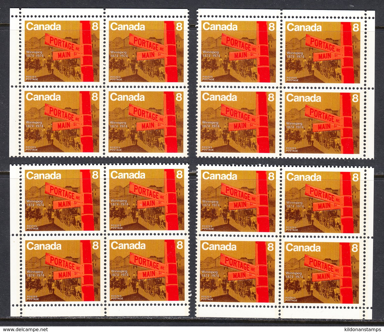 Canada 1974 Mint No Hinge, Corner Blocks, Sc# 633 - Unused Stamps