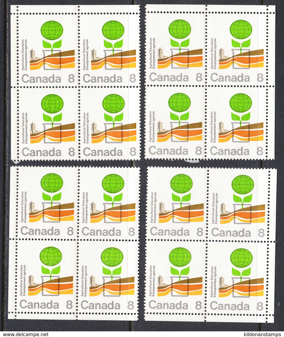 Canada 1974 Mint No Hinge, Corner Blocks, Sc# 640 - Nuevos