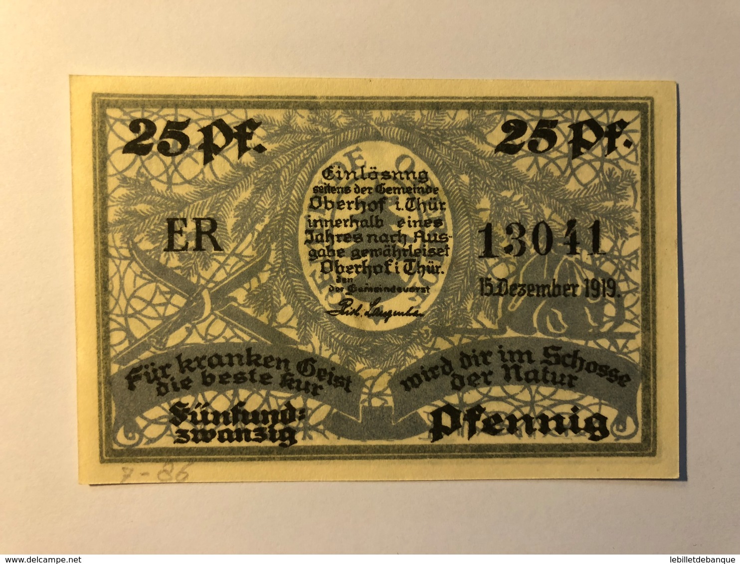 Allemagne Notgeld Oberhof 25 Pfennig - Collections