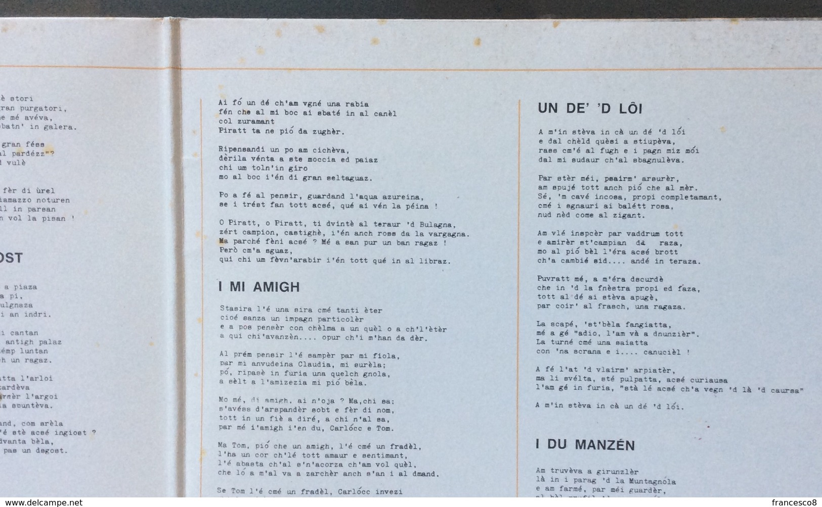 LP 33 - BOLOGNA E LE CANZONI DI QUINTO FERRARI 2 / Anno 1973 - Sonstige - Italienische Musik