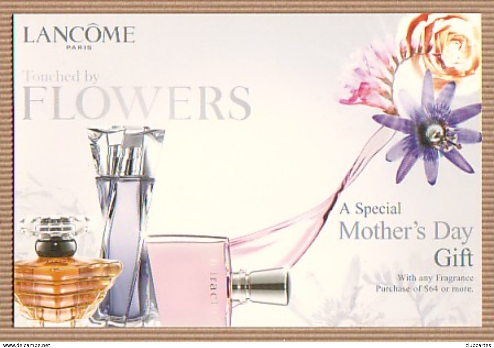 CC Carte Parfumée 'LANCOME' FLOWERS Perfume Card CANADA - Modernes (à Partir De 1961)