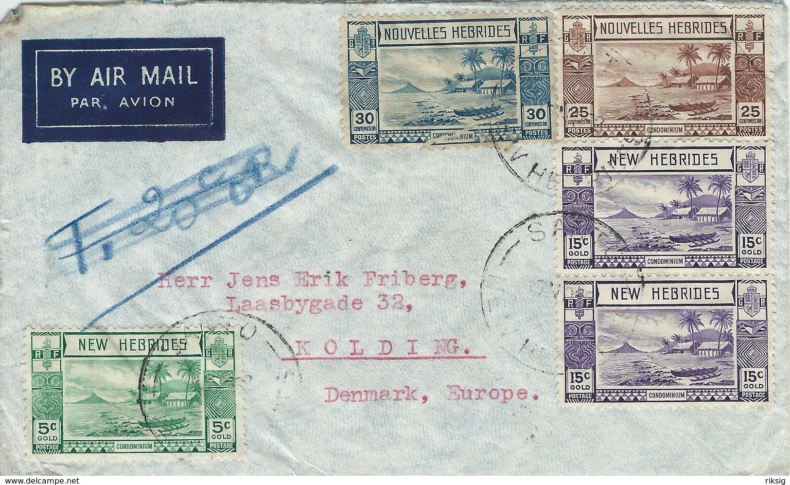 New Hebrides. English & French Legends. Cover Sent To Denmark.  H-1369 - Other & Unclassified