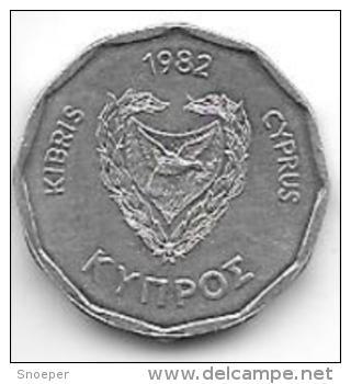 Cyprus 5 Mils 1982  Km 50.2  Unc 1 Date In Km !!! - Chypre