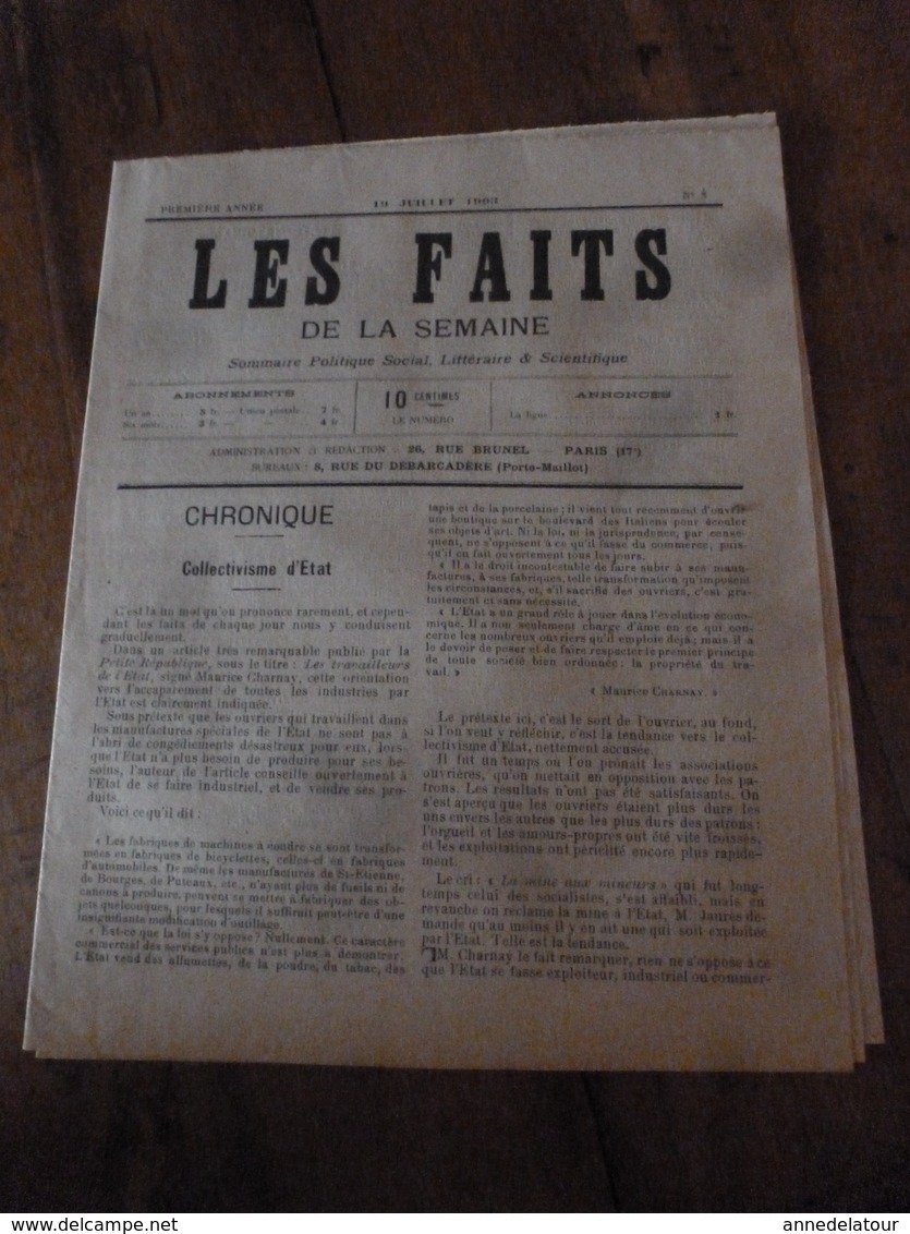 1903 LES FAITS De La Semaine >Catastrophe à Cenicero;Cyclone Au Tonkin;Haine Des Races;Empoisonné Par Un Prêtre Grec;etc - Other & Unclassified