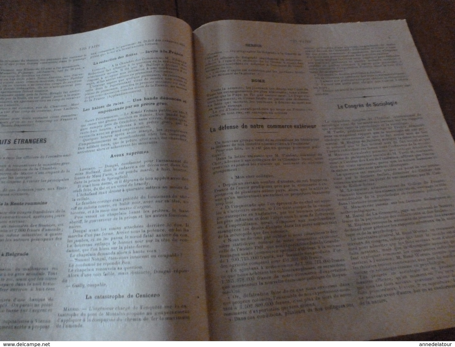 1903 LES FAITS de la semaine >Catastrophe à Cenicero;Cyclone au Tonkin;Haine des races;Empoisonné par un prêtre grec;etc