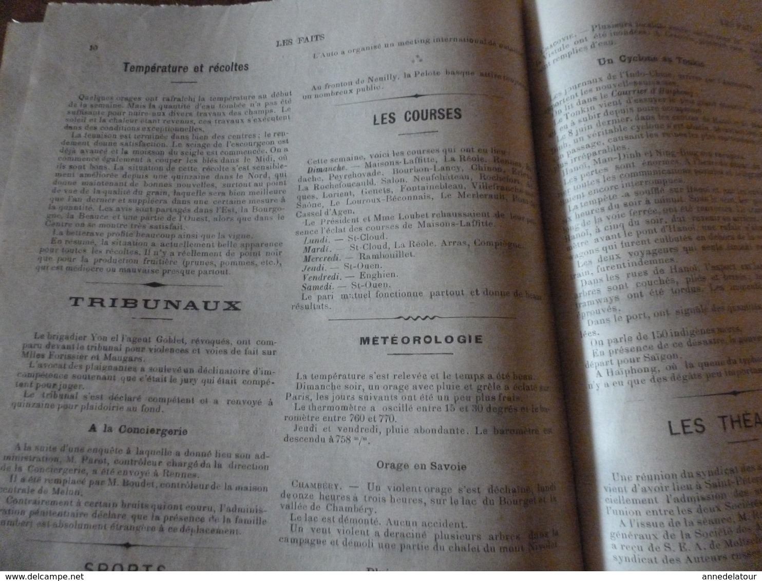 1903 LES FAITS de la semaine >Catastrophe à Cenicero;Cyclone au Tonkin;Haine des races;Empoisonné par un prêtre grec;etc