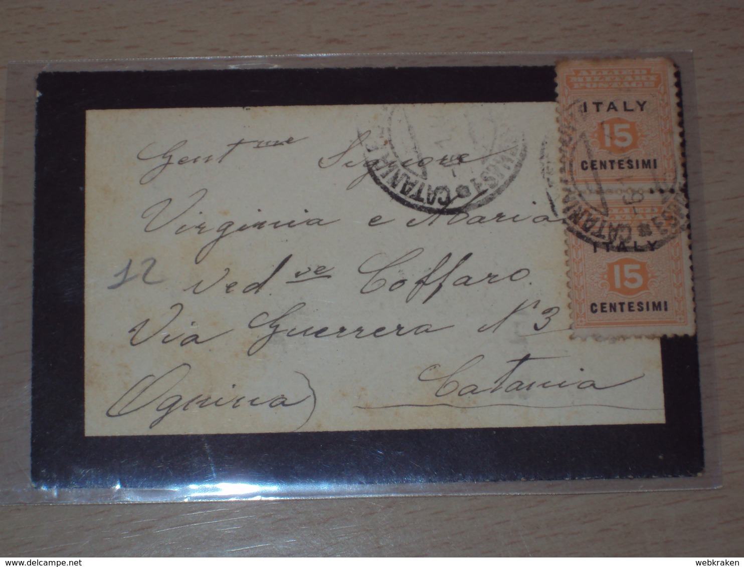 SICILIA OCCUPAZIONE AMERICANA ALLIED MILITARY POSTAGE ITALY LETTERINA DA CATANIA - Occup. Anglo-americana: Sicilia