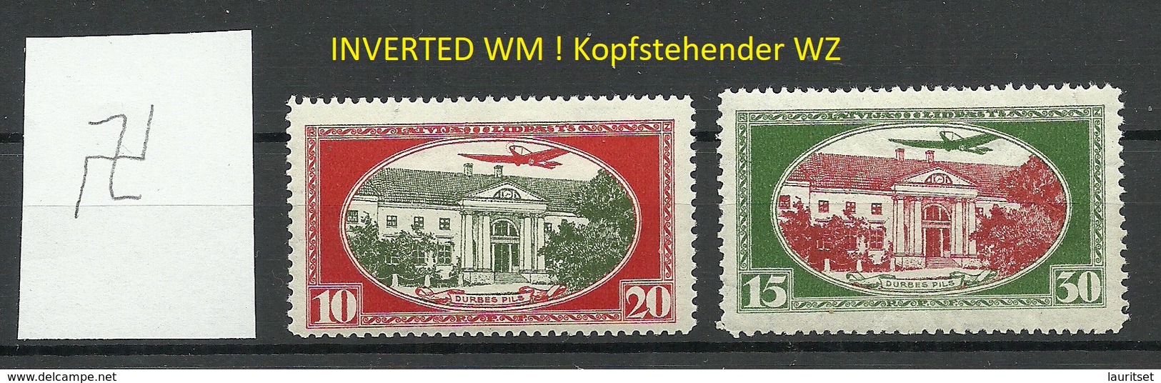 LETTLAND Latvia 1930 Michel 159 - 160 A Inverted WM Kopfstehender WZ * - Lettland