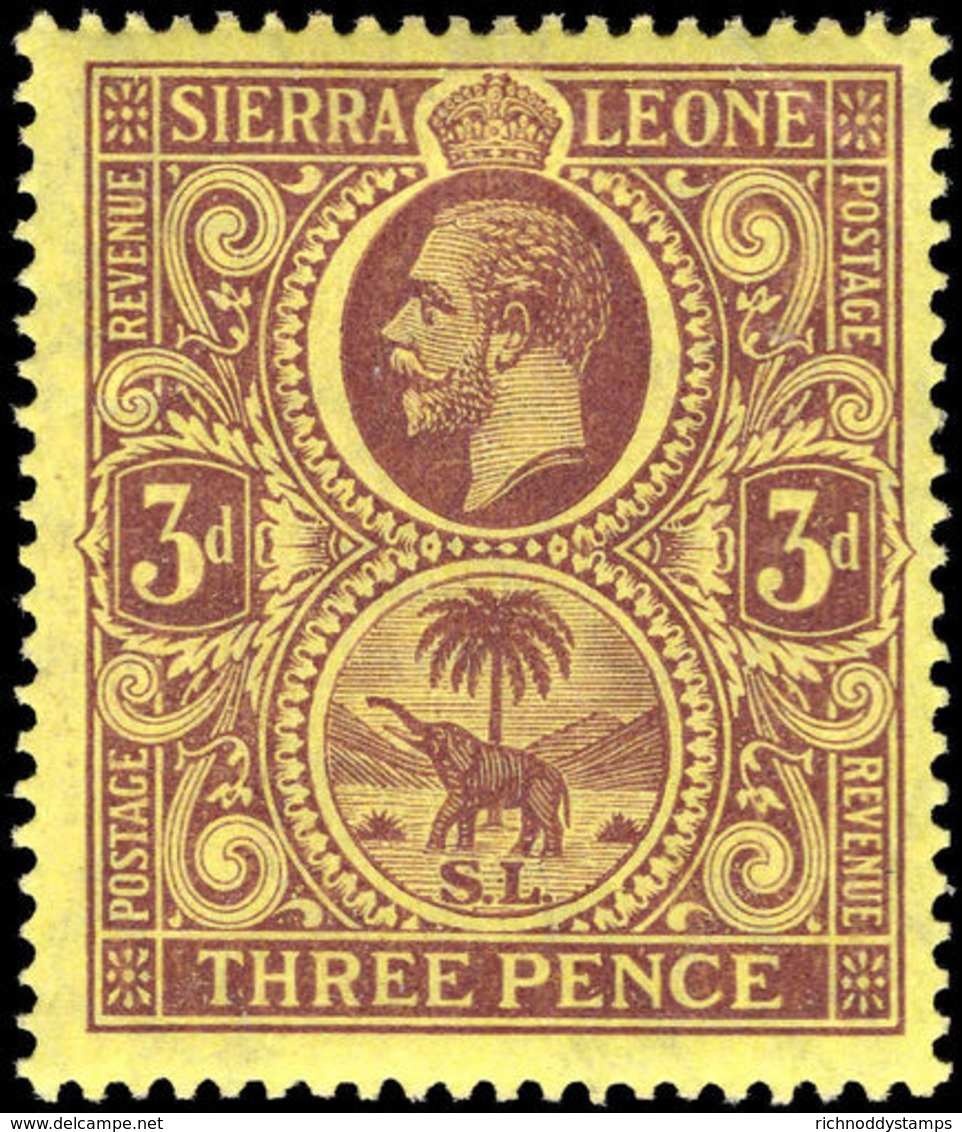 Sierra Leone 1912-21 3d Purple On Pale Yellow Mounted Mint. - Sierra Leone (...-1960)