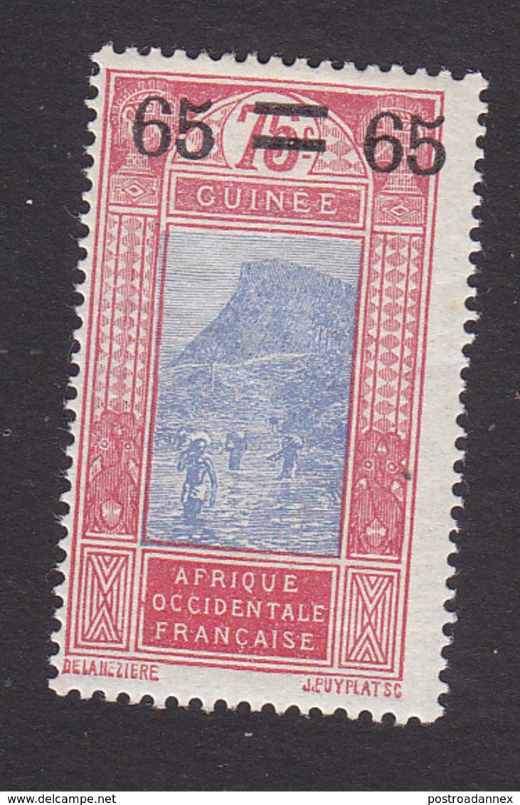 French Guinea, Scott #108, Mint Hinged, Ford At Kitim Surcharged, Issued 1924 - Unused Stamps