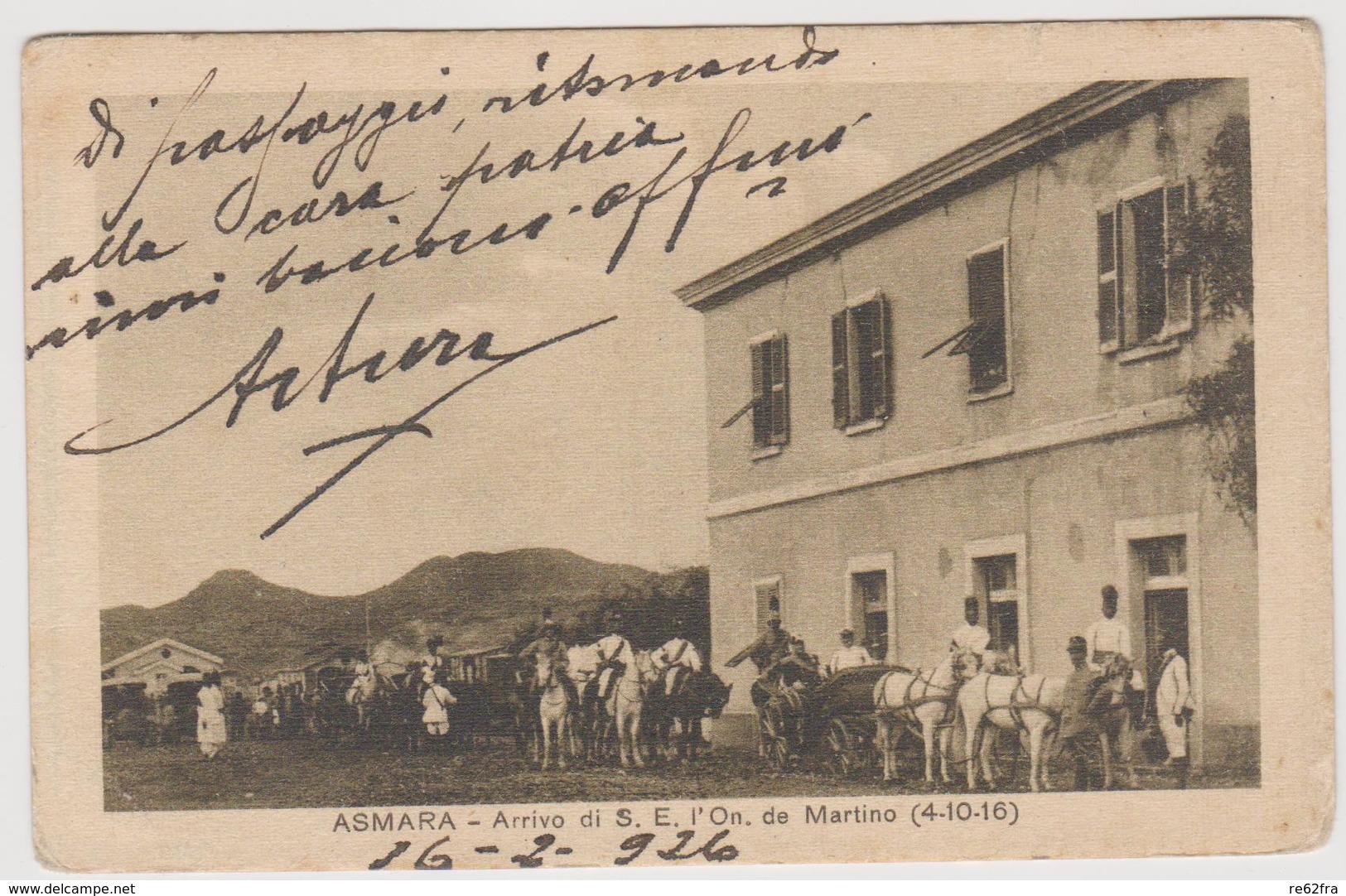 Asmara - Arrivo Di S. E. On. De Martino Il 4 Ottobre 1916 - F.p. - Anni '1910 - Eritrea