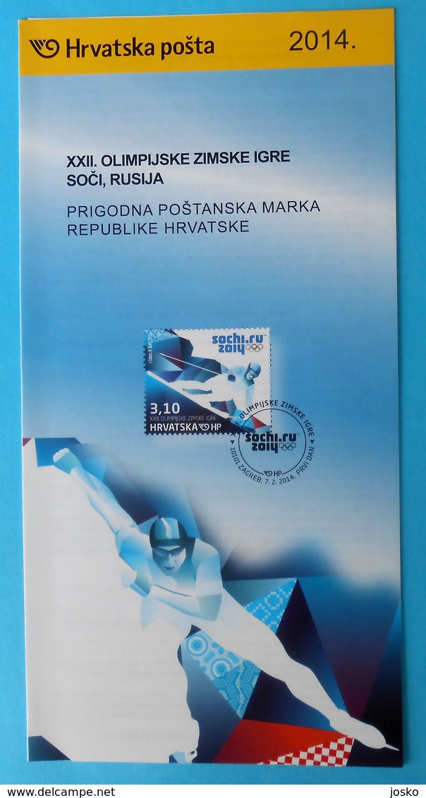 WINTER OLYMPIC GAMES 2014. SOCHI - Croatian Post Postage Stamp Prospectus * Jeux Olympiques Olympia Olympiade Olimpici - Inverno 2014: Sotchi