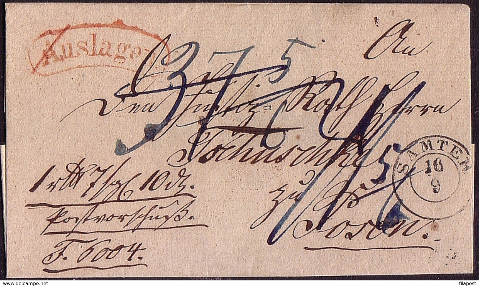 Pommern Germany Poland 1851, Auslagen Letter From Samter - Szamotuly To Posen - Poznan W379 - ...-1860 Préphilatélie