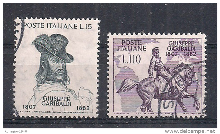 ITALIA 1957 GIUSEPPE GARIBALDI SASS. 823-824 USATA VF - 1946-60: Usati