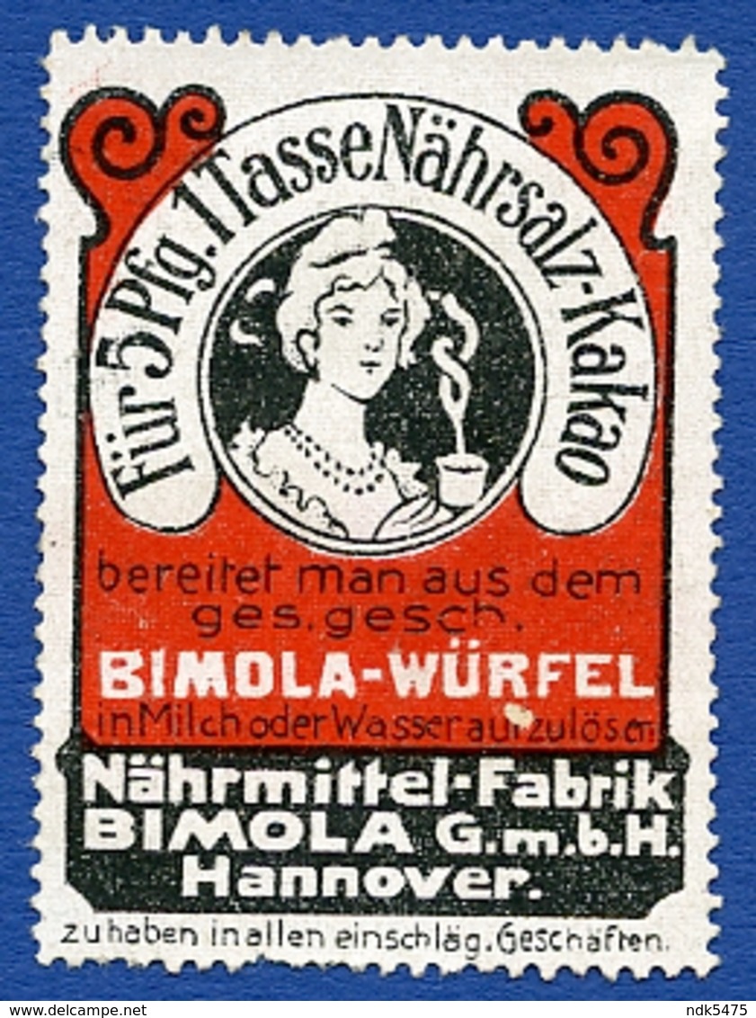 CINDERELLA : ALLEMAGNE - HANNOVER - BIMOLA WURFEL KAKAO - Cinderellas