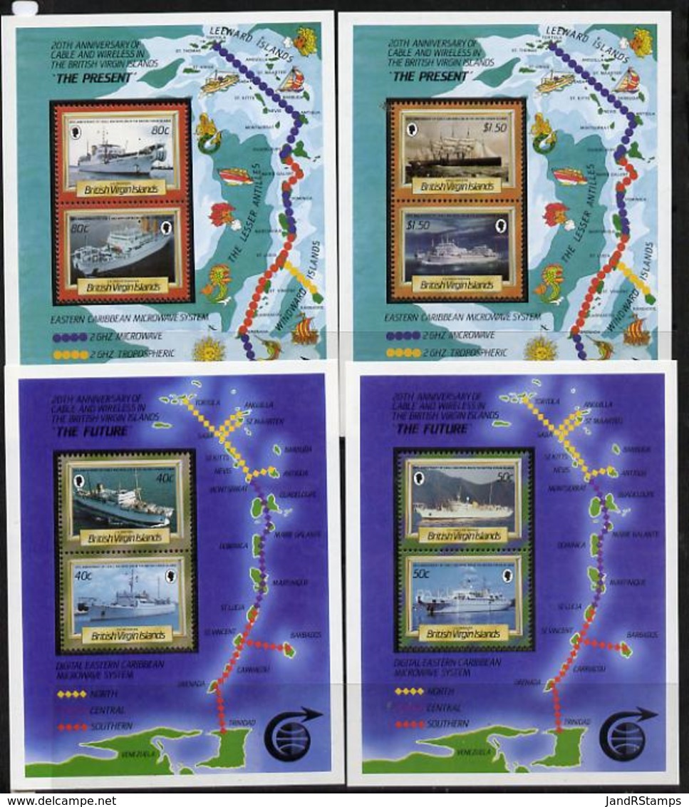 69 British Virgin Islands 1986 Cable & Wireless (Ships) Set Of 4 M/sheets Unmounted Mint, SG MS 623 (communications) - British Virgin Islands