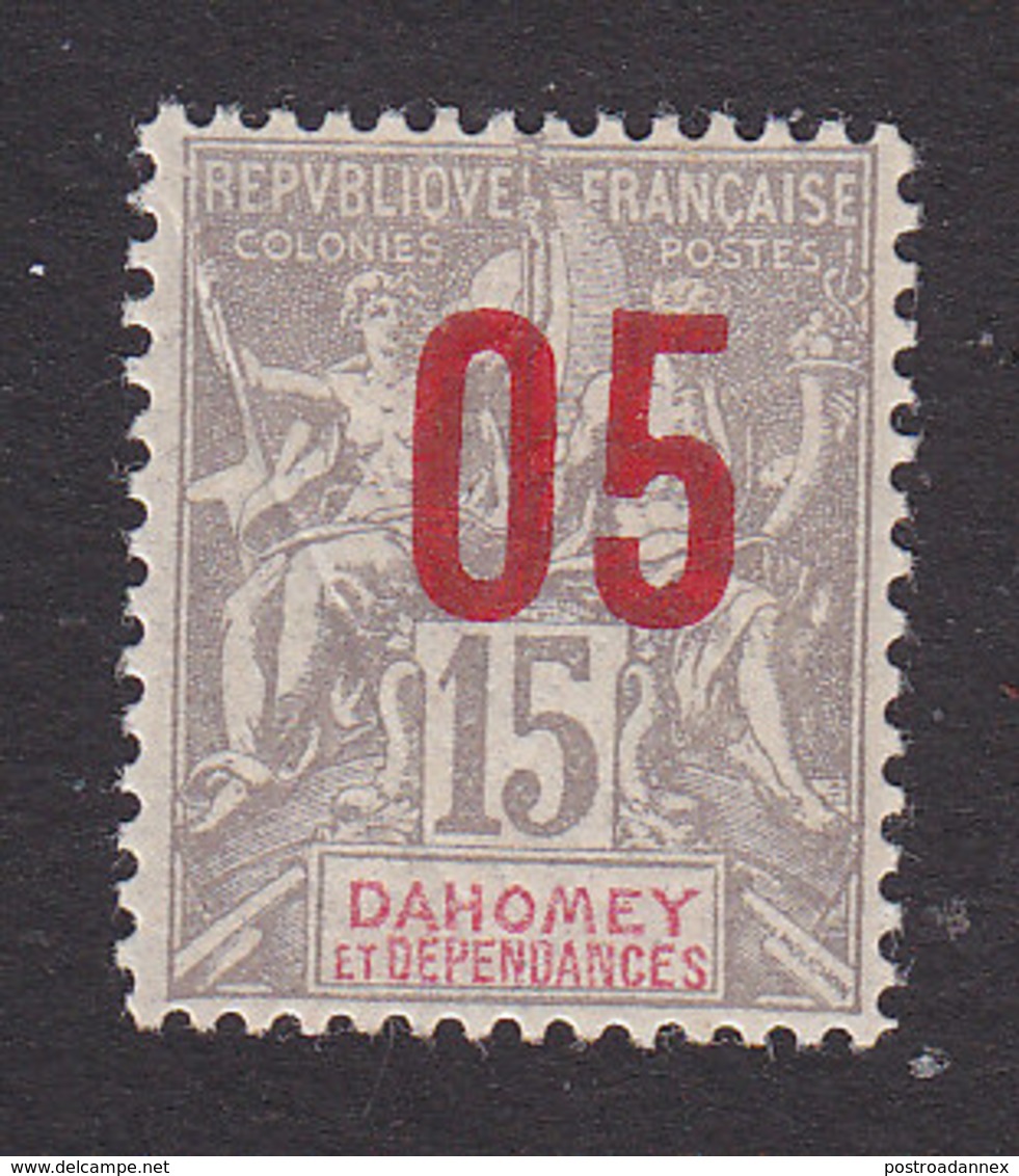 Dahomey, Scott #34, Mint Hinged, Navigation And Commerce Surcharged, Issued 1912 - Unused Stamps