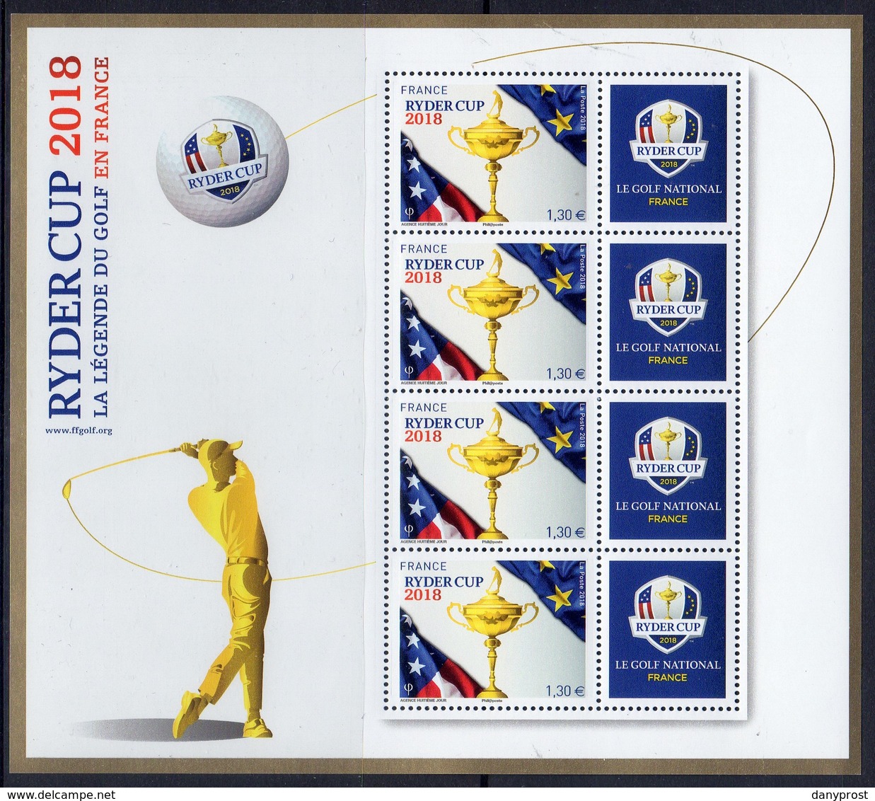 2018 / BLOC FEUILLET DE 4 TIMBRES " RYDER CUP 2018 " / NEUF SUPERBE - Neufs