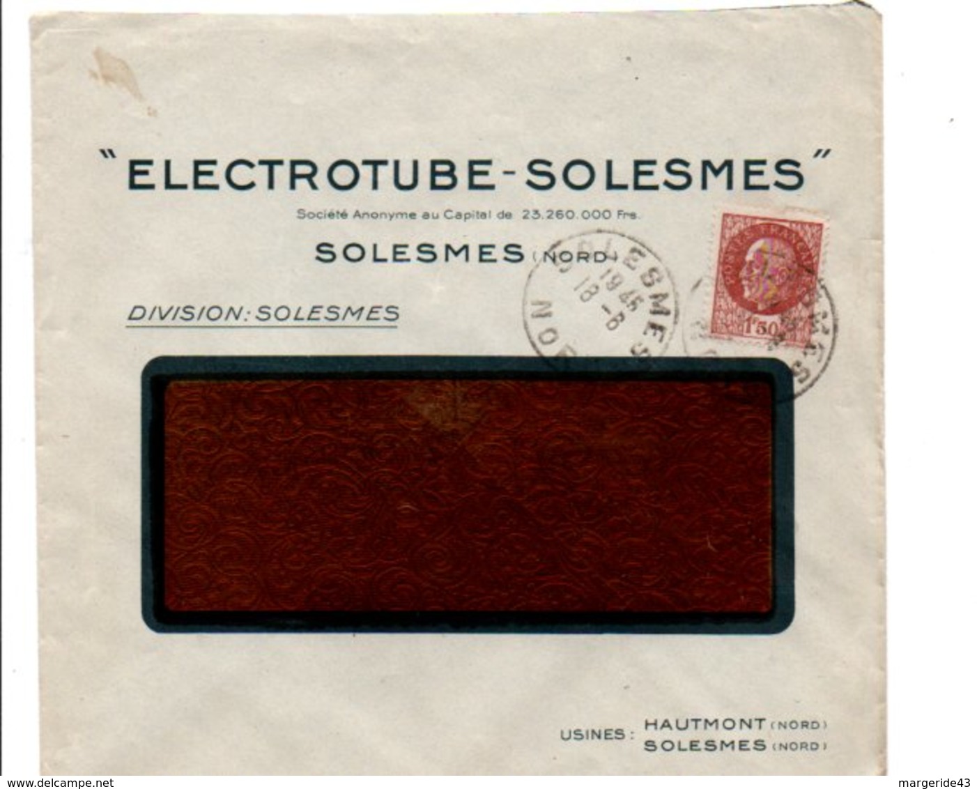 PETAIN SUR LETTRE A EN TETE DE SOLESMES NORD DU 18/6/????? MILLESIME ABSENT - 1961-....